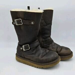 UGG KENSINGTON II TOAST LEATHER BUCKLE BOOTS SIZE US 1 KID YOUTH